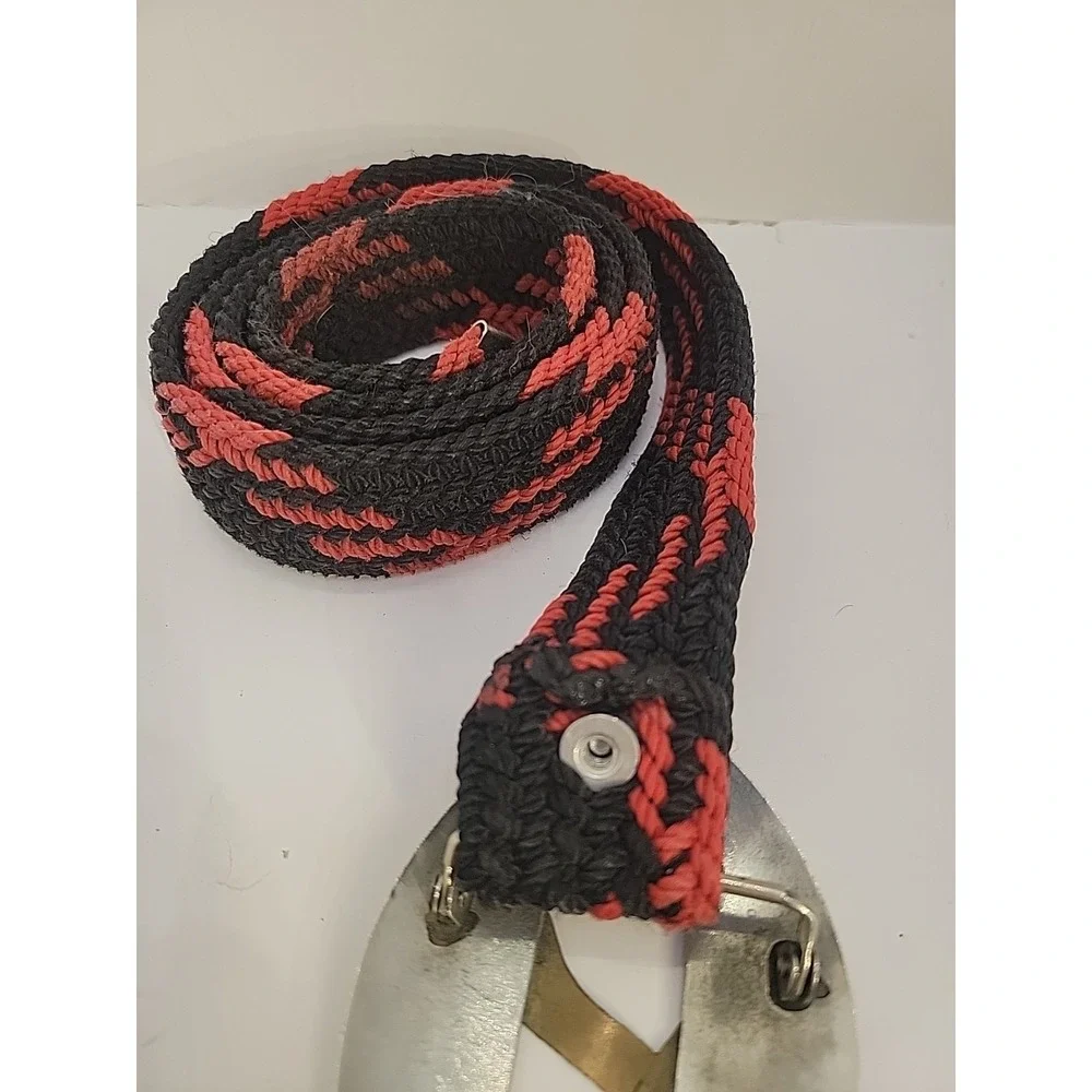 Vintage Western Snake Belt‎ Rattlesnake Buckle Braided Cord Cowboy